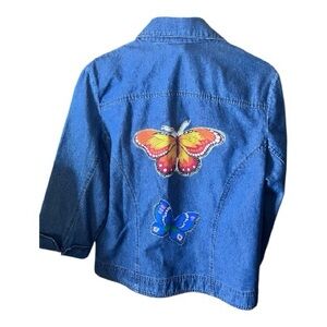 Saint Germain Paris Denim Jacket | Medium | Butterfly Back & Palm Tree Emb